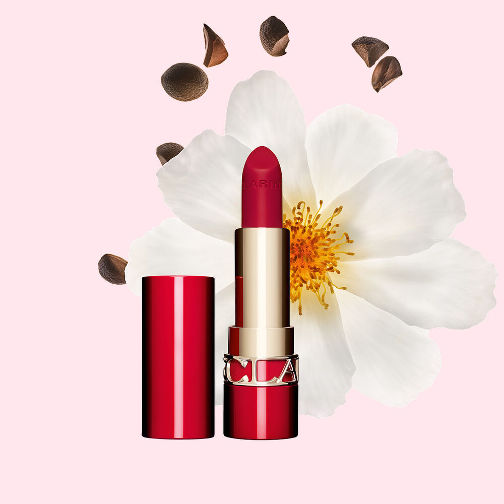 O batom aveludado Joli Rouge Velvet da Clarins proporciona uma nutri&ccedil;&atilde;o profunda aos l&aacute;bios, conferindo-lhes um acabamento mate, perfeito e intenso.