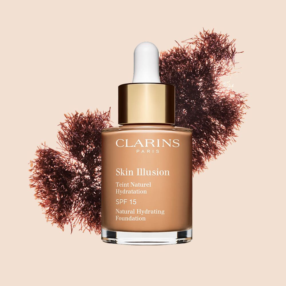A base semelhante a s&eacute;rum Skin Illusion Clarins, com SPF 15, proporciona um resultado de base uniforme e natural.