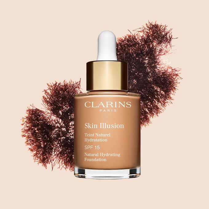 A base semelhante a s&eacute;rum Skin Illusion Clarins, com SPF 15, proporciona um resultado de base uniforme e natural.