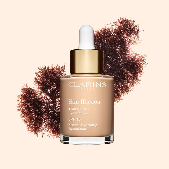 A base semelhante a s&eacute;rum Skin Illusion Clarins, com SPF 15, proporciona um resultado de base uniforme e natural.