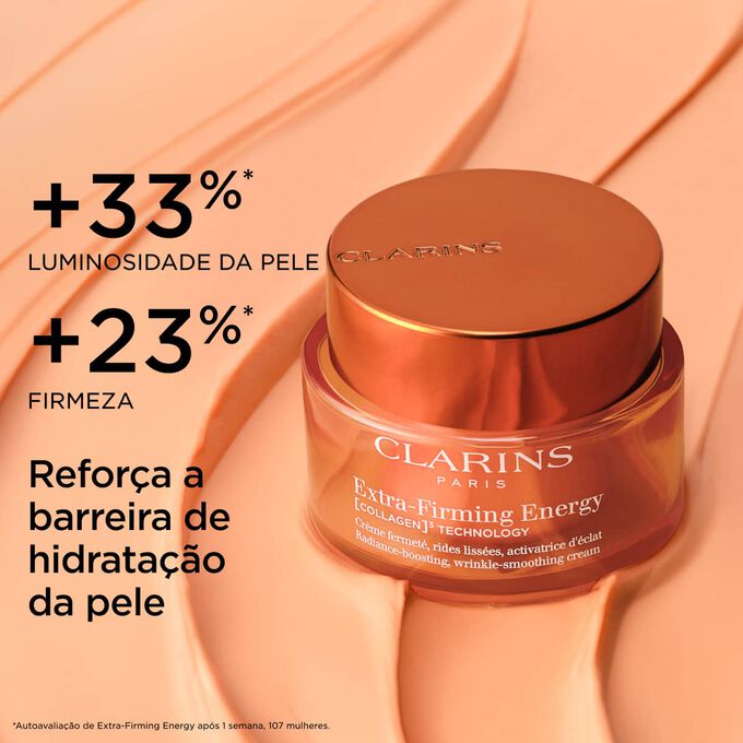 Imagem do creme Collagen Boost sobre um fundo texturado, real&ccedil;ando a luminosidade da pele, a firmeza e os efeitos de refor&ccedil;o da barreira de hidrata&ccedil;&atilde;o.