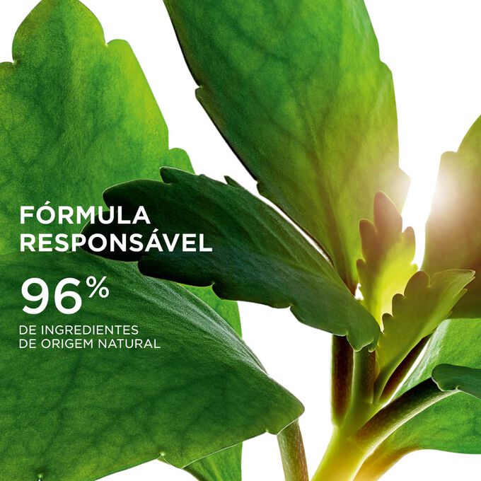 Folhas destacam os 96% de ingredientes de origem natural da gama Precious para cuidados de pele sustent&aacute;veis.