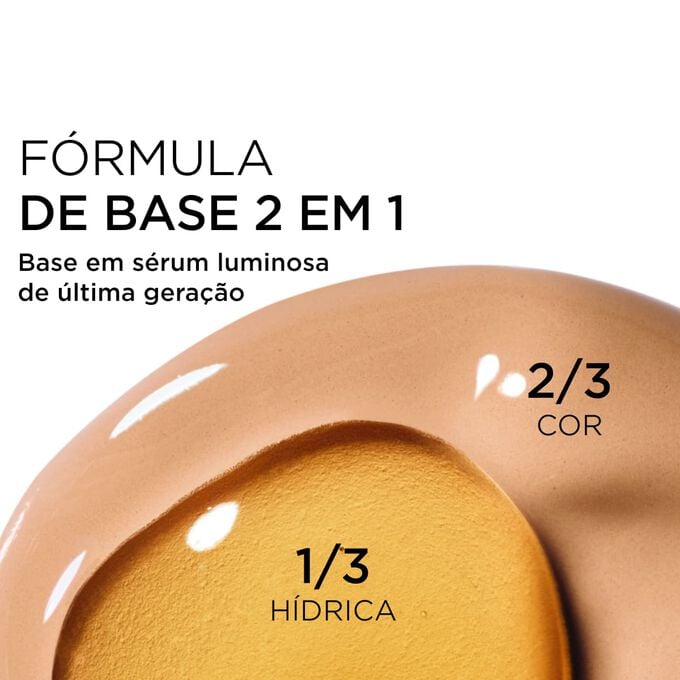 Destaque para a combina&ccedil;&atilde;o de duas texturas: s&eacute;rum e base na f&oacute;rmula com s&eacute;rum da Clarins para uma cobertura de &uacute;ltima gera&ccedil;&atilde;o
