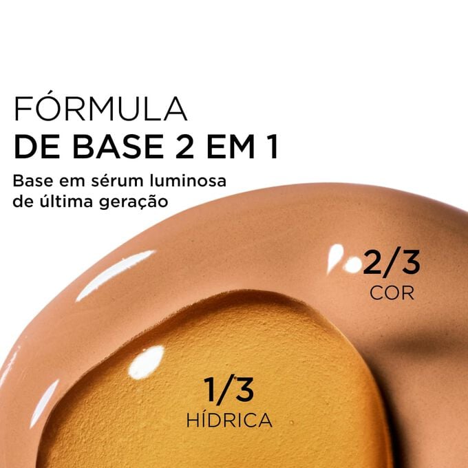 Destaque para a combina&ccedil;&atilde;o de duas texturas: s&eacute;rum e base na f&oacute;rmula com s&eacute;rum da Clarins para uma cobertura de &uacute;ltima gera&ccedil;&atilde;o