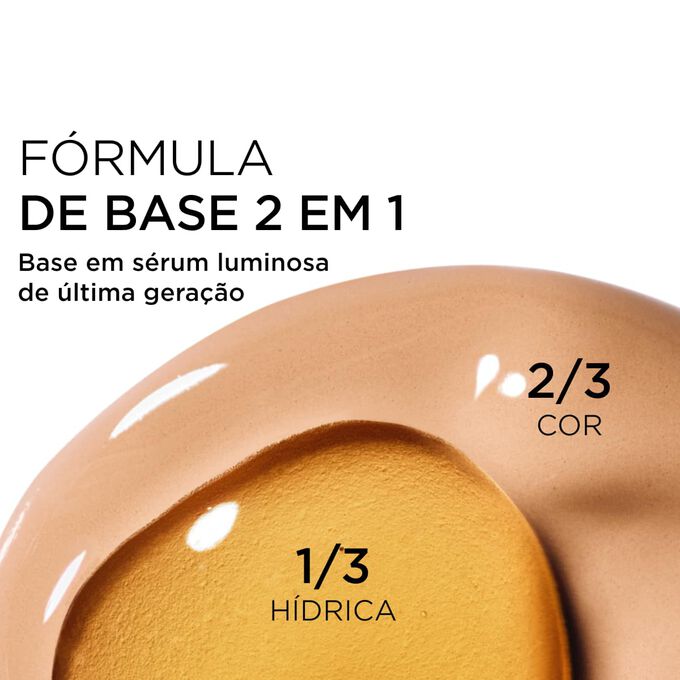Destaque para a combina&ccedil;&atilde;o de duas texturas: s&eacute;rum e base na f&oacute;rmula com s&eacute;rum da Clarins para uma cobertura de &uacute;ltima gera&ccedil;&atilde;o
