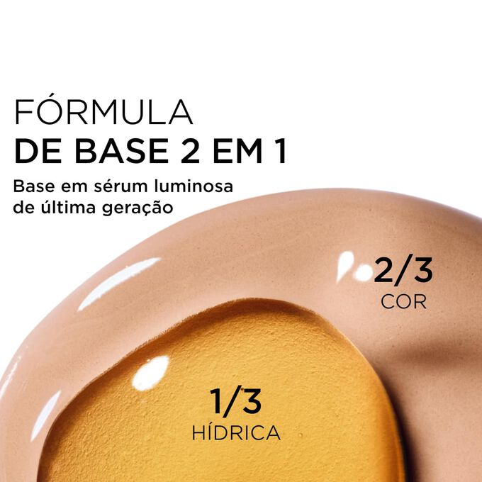 Destaque para a combina&ccedil;&atilde;o de duas texturas: s&eacute;rum e base na f&oacute;rmula com s&eacute;rum da Clarins para uma cobertura de &uacute;ltima gera&ccedil;&atilde;o