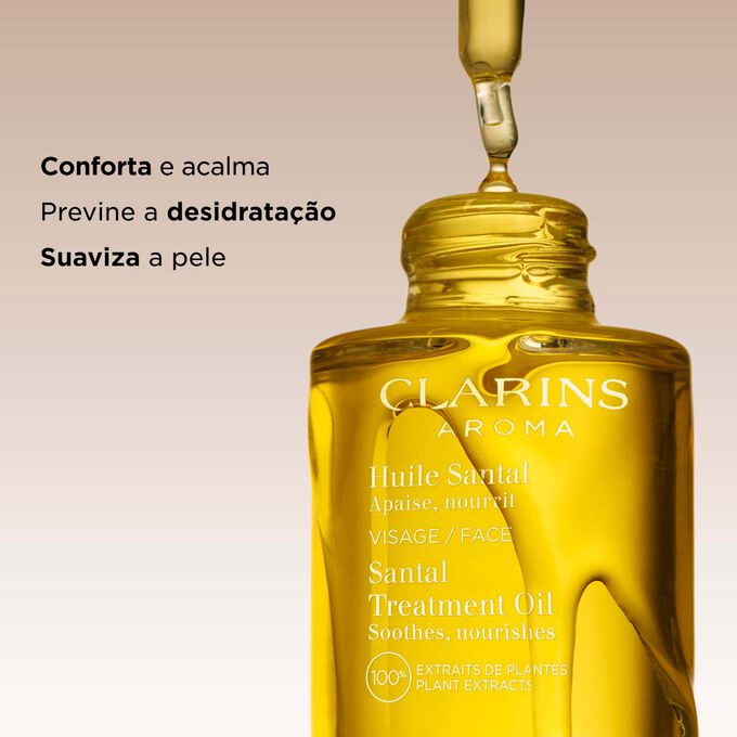 Este &oacute;leo de tratamento facial &agrave; base de s&acirc;ndalo conforta e acalma a pele seca, previne a desidrata&ccedil;&atilde;o e deixa-a muito macia e suave.