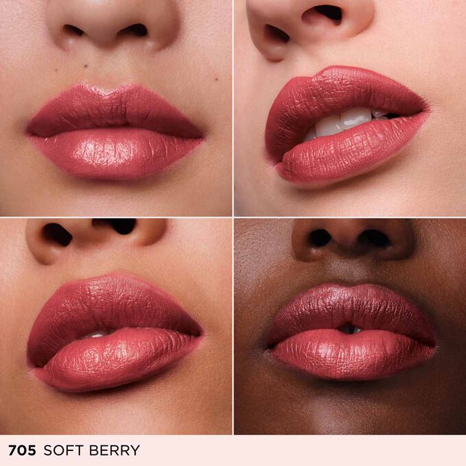 Quatro grandes planos dos l&aacute;bios de v&aacute;rias mulheres a usar um batom em creme de cor rosa, para demonstrar uma representa&ccedil;&atilde;o inclusiva das cores.