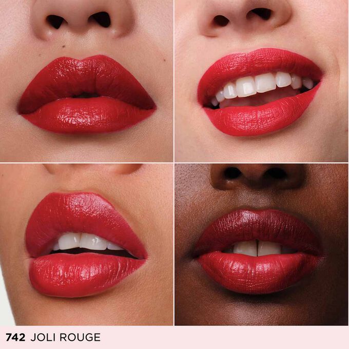 Quatro grandes planos dos l&aacute;bios de v&aacute;rias mulheres a usar um batom em creme de cor rosa, para demonstrar uma representa&ccedil;&atilde;o inclusiva das cores.