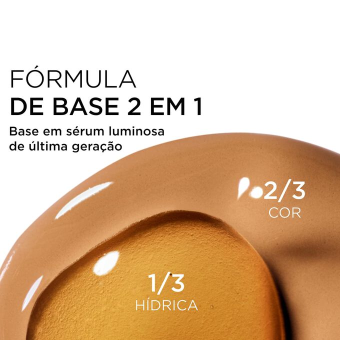 Destaque para a combina&ccedil;&atilde;o de duas texturas: s&eacute;rum e base na f&oacute;rmula com s&eacute;rum da Clarins para uma cobertura de &uacute;ltima gera&ccedil;&atilde;o